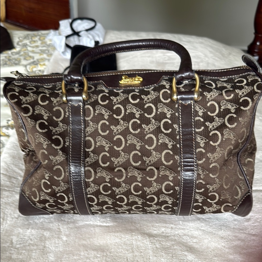 Celine Brown and Gold Travel Bag